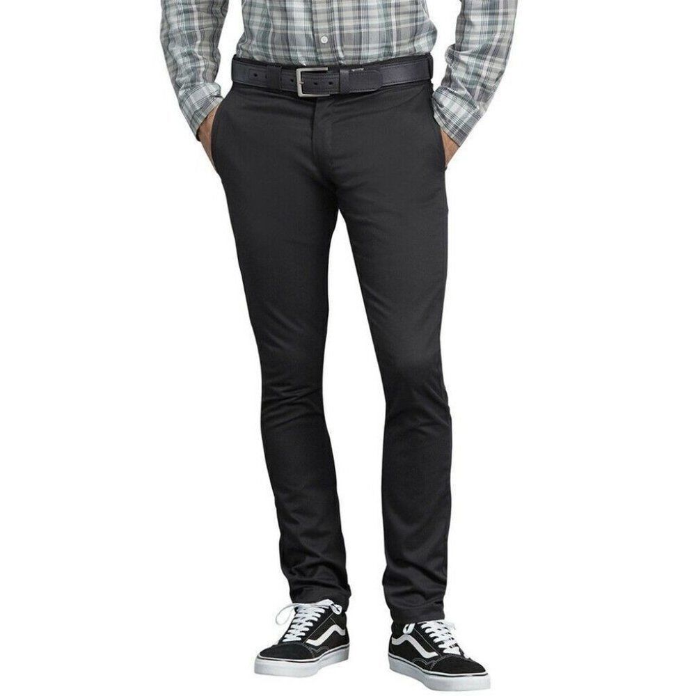 Dickies Mens Black Classic Fit Flat Front Slash Pocket Dress Pant Size 38X32